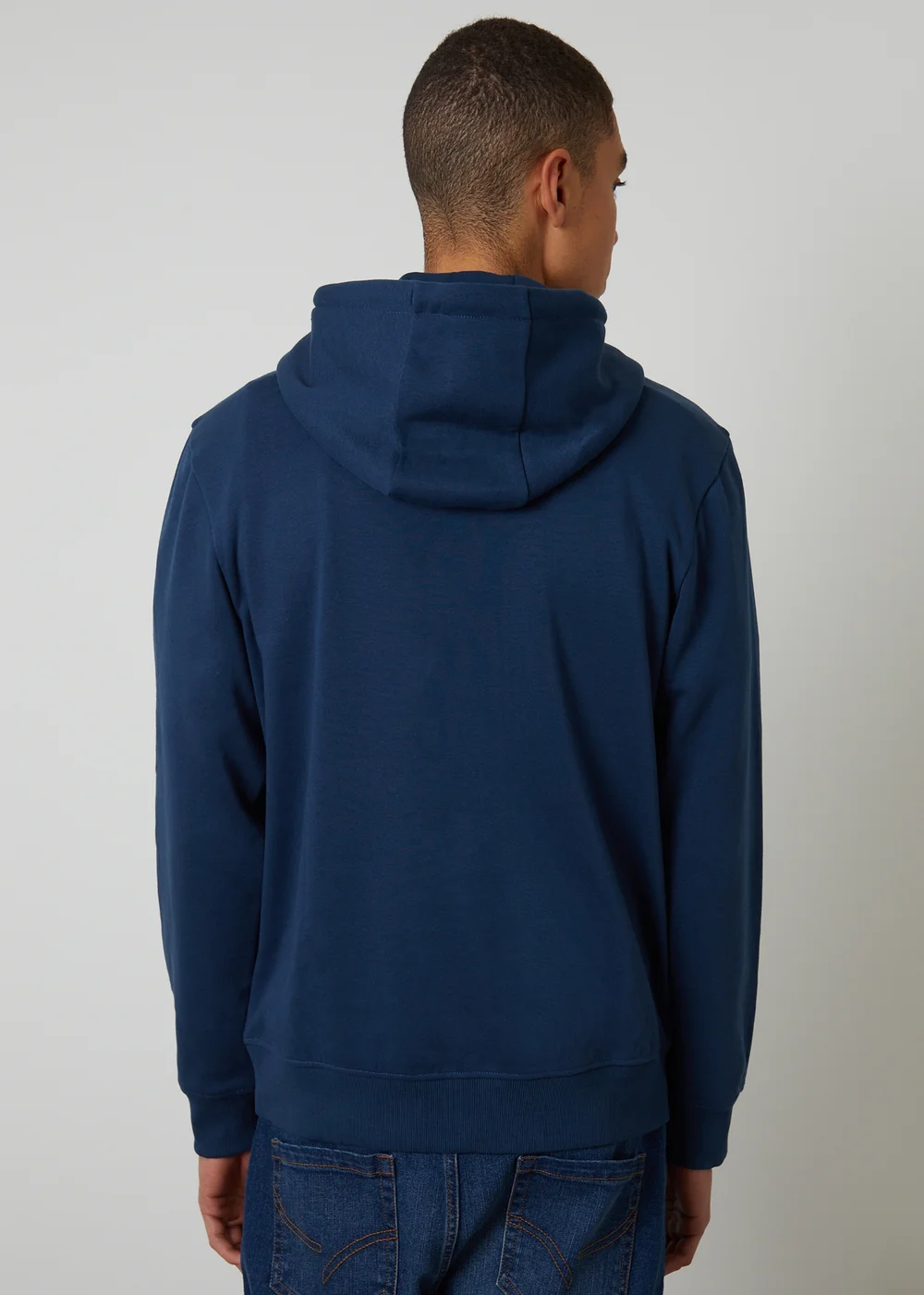 Threadbare Dark Blue Cotton Blend Pullover Hoody - Large Image 2