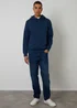 Threadbare Dark Blue Cotton Blend Pullover Hoody - Large Image 3