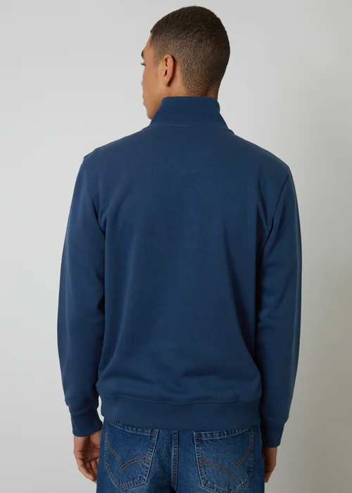 Threadbare Dark Blue Quarter Zip Sweatshirt - Extra Large Image 2