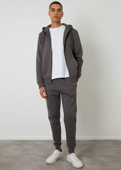 Threadbare Dark Grey Cotton Blend Regular Fit Joggers - Large Image 3