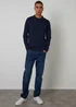Threadbare Navy Knitted Long Sleeve Polo Jumper - Small Image 3