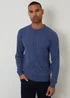 Threadbare Blue Cable Knit Crew Neck Jumper - Medium Image 1