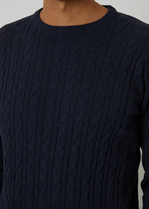 Threadbare Navy Cable Knit Crew Neck Jumper - XXL Image 4