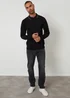 Threadbare Black Knitted Long Sleeve Polo Jumper - Large Image 3