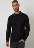 Threadbare Black Knitted Long Sleeve Polo Jumper - Large Image 1