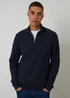 Threadbare Navy Cable Knit Quarter Zip Jumper - XXL Image 1