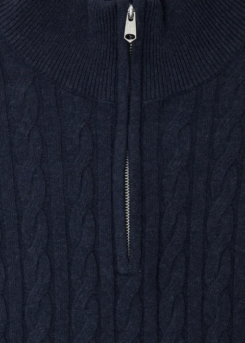 Threadbare Navy Cable Knit Quarter Zip Jumper - 2XL Image 5