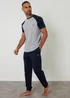 Threadbare Navy Raglan Short Sleeve Lounge Set - Small Image 1