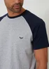 Threadbare Navy Raglan Short Sleeve Lounge Set - Small Image 4