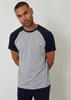 Threadbare Navy Raglan Short Sleeve Lounge Set - Small Image 3