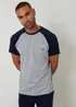Threadbare Navy Raglan Short Sleeve Lounge Set - Small Image 3