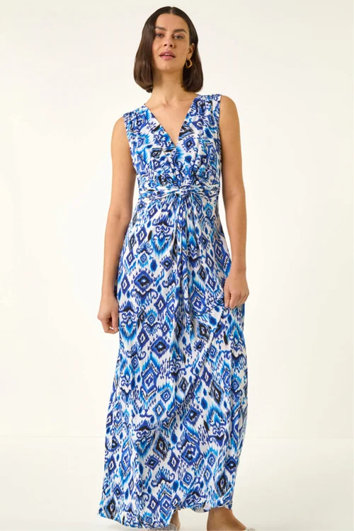 Roman Blue Aztec Twist Maxi Dress - 14 Image 1