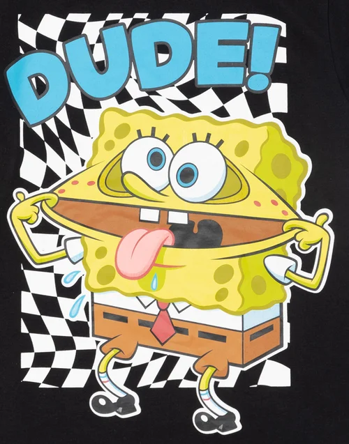 Vanilla Underground SpongeBob SquarePants Boys Checker DUDE! T-Shirt (3-14 yrs) - Age 9-10 Years Image 4