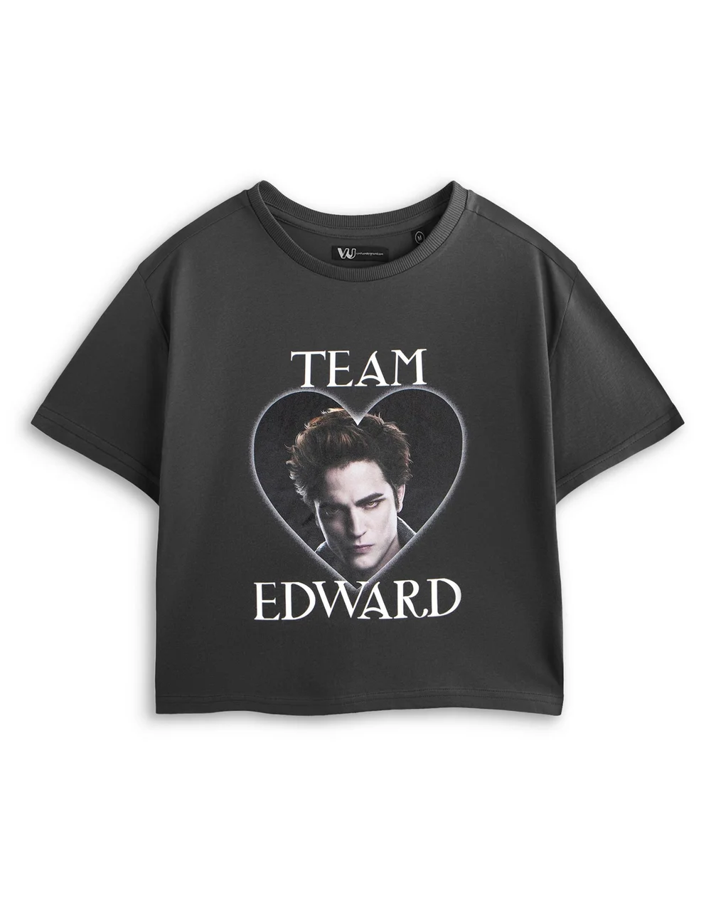 Vanilla Underground Twilight Team Edward Grey Cropped T-Shirt - Large Image 1