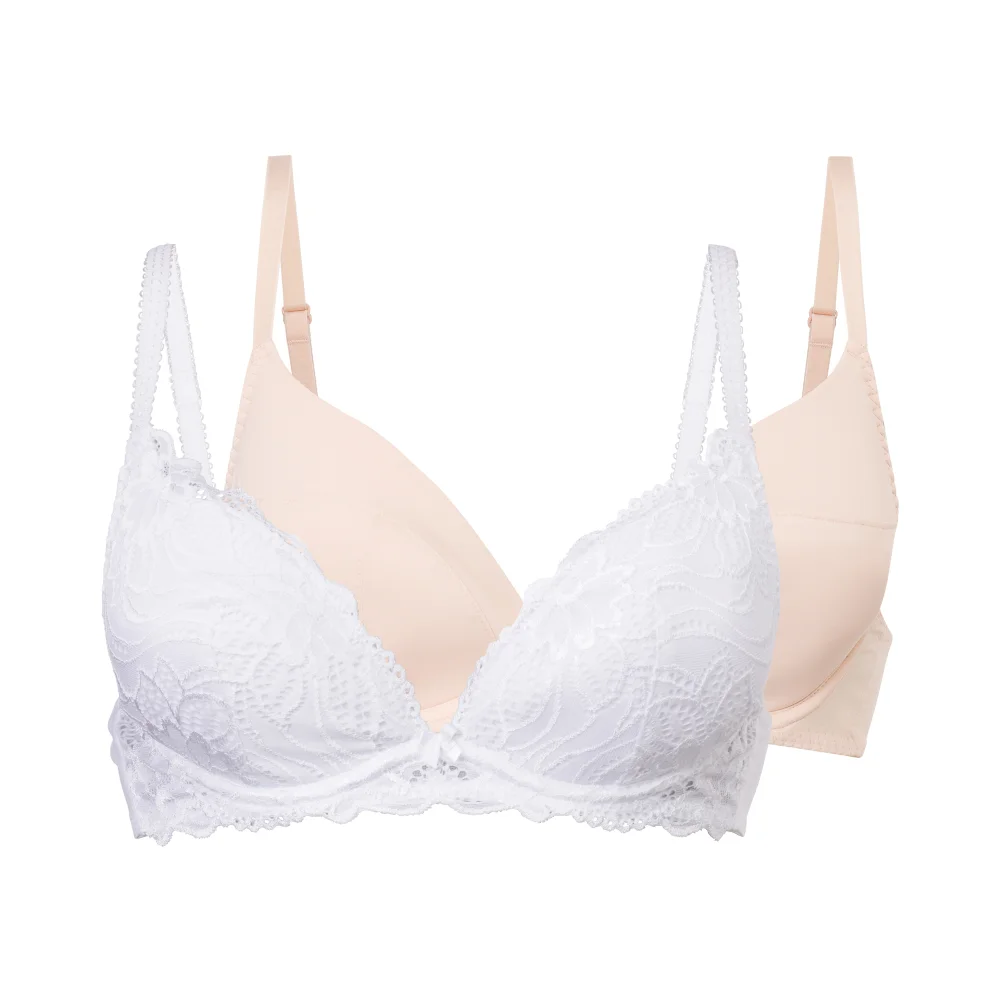 Dorina White/Beige Angie Push Up Plunge 2-Pack - 34DD Image 1