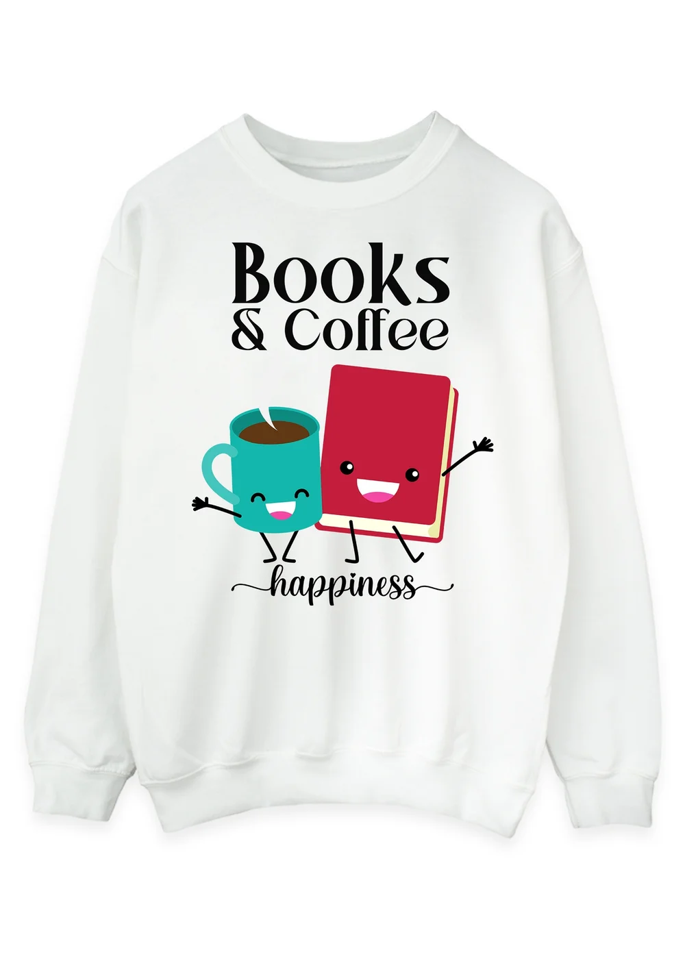 Spiral Galaxy Books & Coffee White Graphic Sweatshirt - 4XL Image 1