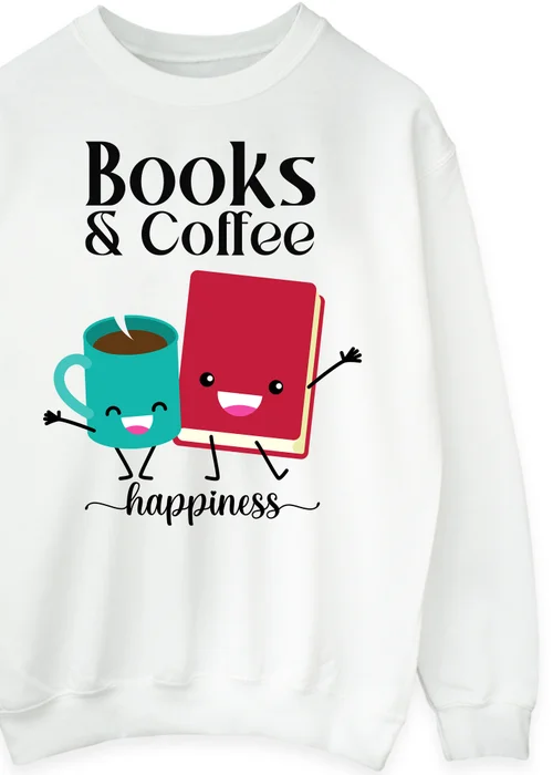 Spiral Galaxy Books & Coffee White Graphic Sweatshirt - 4XL Image 2