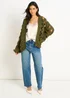 Gini London Khaki Hollow Chunky Knit Cardigan - L/XL Image 1