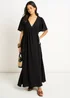 Gini London Black V Neck Angle Sleeves Skater Maxi Dress - 10 Image 1
