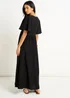 Gini London Black V Neck Angle Sleeves Skater Maxi Dress - 10 Image 2