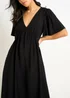 Gini London Black V Neck Angle Sleeves Skater Maxi Dress - 10 Image 3