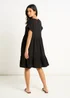Gini London Black V Neck Tiered Mini Smock Dress - S/M Image 2