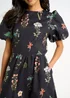 Gini London Navy Cotton Floral Print Puff Ball Midi Dress - 10 Image 4