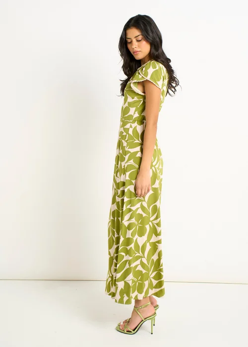 Gini London Green Petal Cuff Elasticated Waist Maxi Dress - 10 Image 4