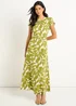 Gini London Green Petal Cuff Elasticated Waist Maxi Dress - 10 Image 1