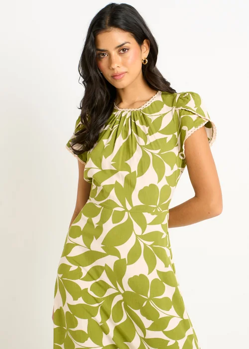 Gini London Green Petal Cuff Elasticated Waist Maxi Dress - 10 Image 3