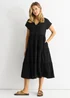Gini London Black V Neck Pocket Smock Midi Dress - M/L Image 1
