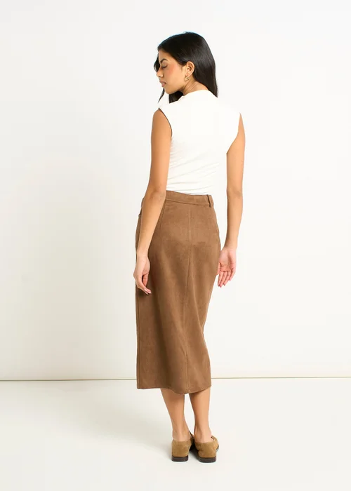 Gini London Brown Suede Pencil Skirt - 10 Image 2