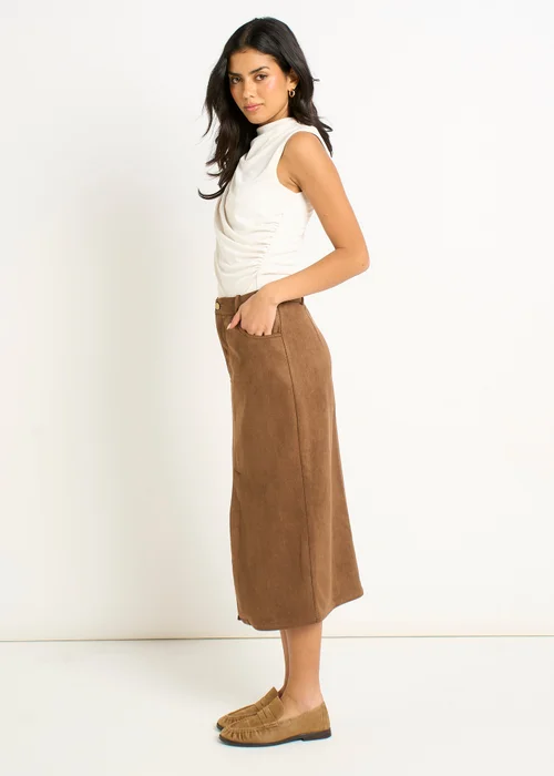 Gini London Brown Suede Pencil Skirt - 10 Image 4