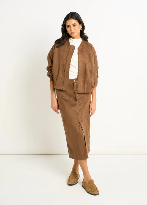 Gini London Brown Suede Puff Ball Jacket - 16 Image 1