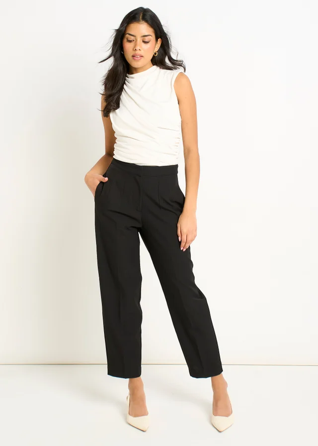 Gini London Black Ankle Grazer Cigarette Tailoring Trousers