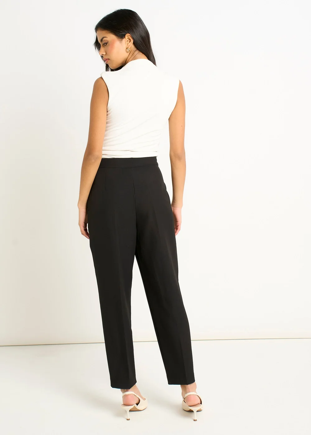 Gini London Black Ankle Grazer Cigarette Tailoring Trousers - 8 Image 2