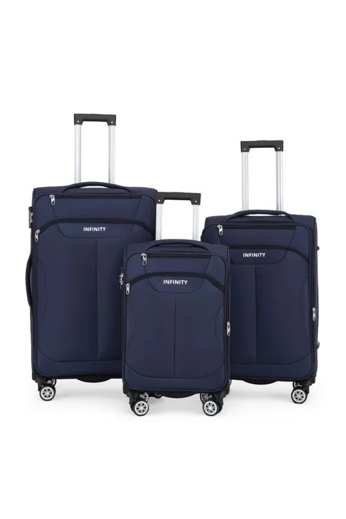 Infinity Luggage Navy 8 Wheel Lightweight Suitcase - Cabin Image 1