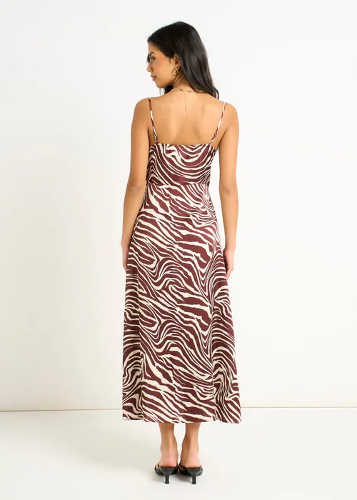 Gini London Burgundy Zebra Cowl Neck Midi Dress - 12 Image 2