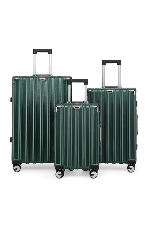 Infinity Luggage Green Hardshell Robust 8 Wheel Suitcases - Cabin Image 1