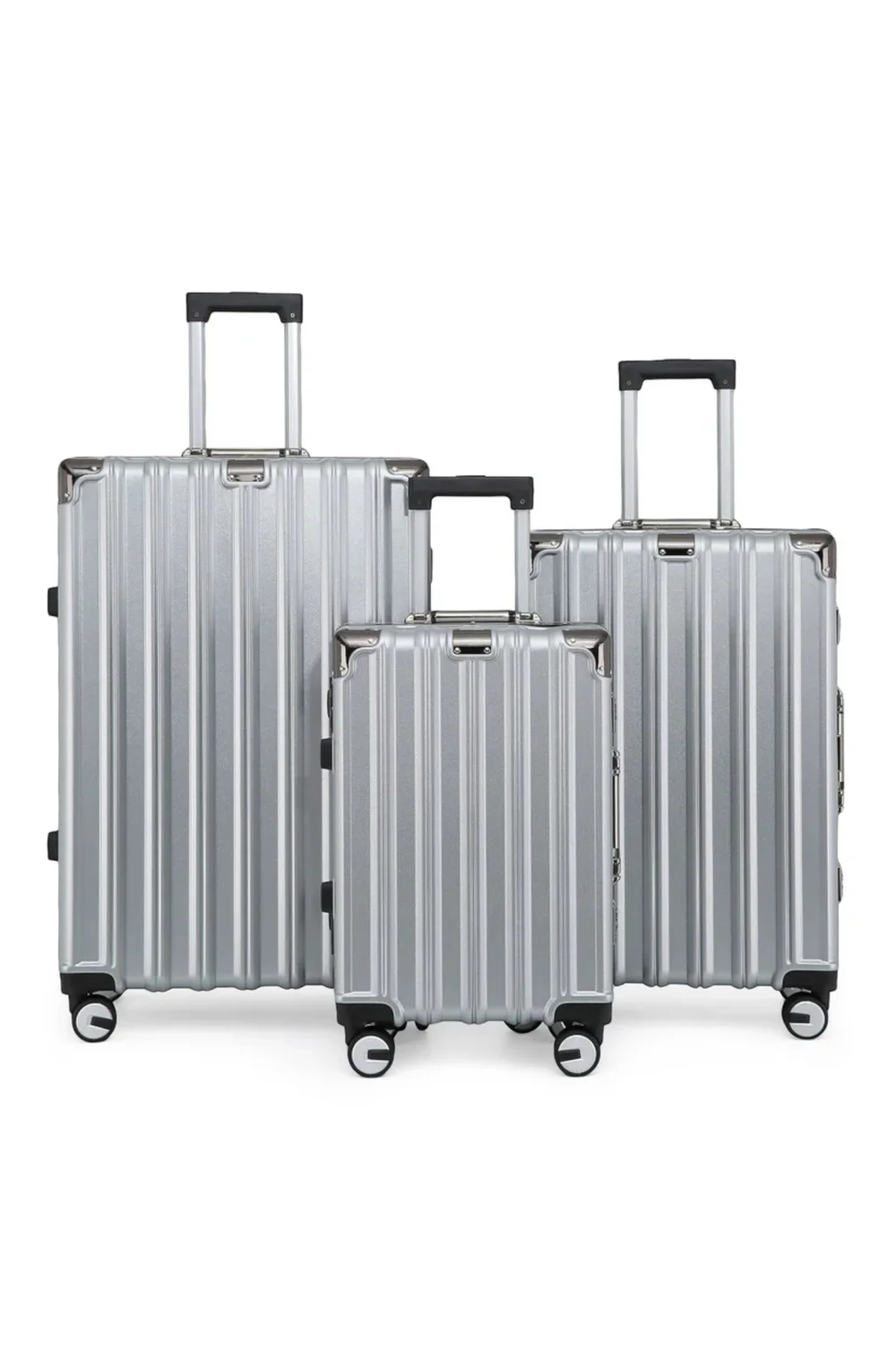 Infinity Luggage Silver Hardshell Robust 8 Wheel Suitcases - M Image 1