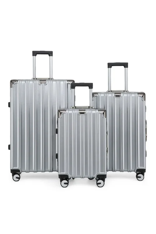 Infinity Luggage Silver Hardshell Robust 8 Wheel Suitcases - M Image 1