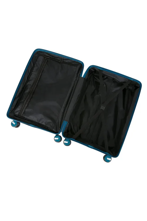 Infinity Luggage Blue Hard Shell Robust 8 Wheel TSA Suitcases - Cabin Image 4