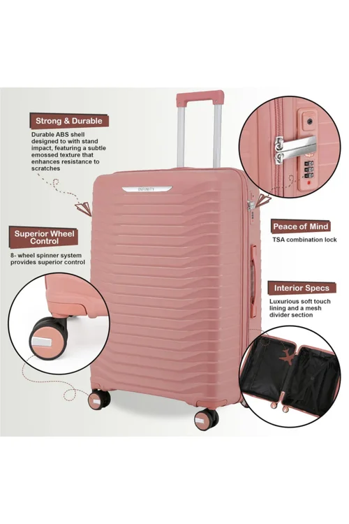 Infinity Luggage Pink Hard Shell Suitcase TSA Suitcases - Cabin Image 3