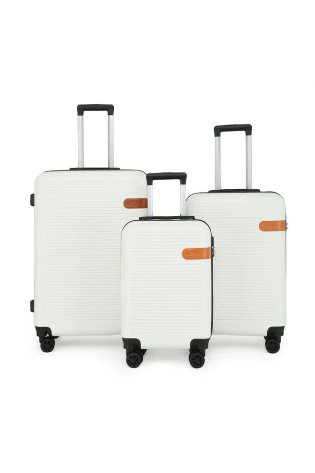 Infinity Luggage Cream Hard Shell Dual 4 Wheel Suitcase