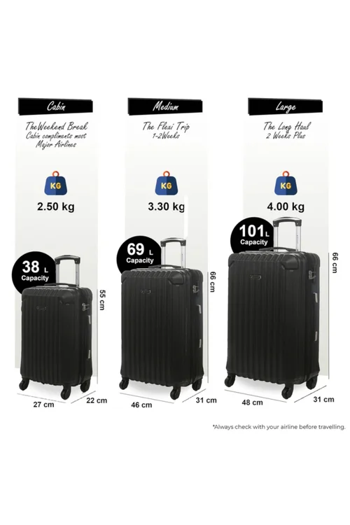 Infinity Luggage Black Hard Shell ABS Suitcase - Cabin Image 2