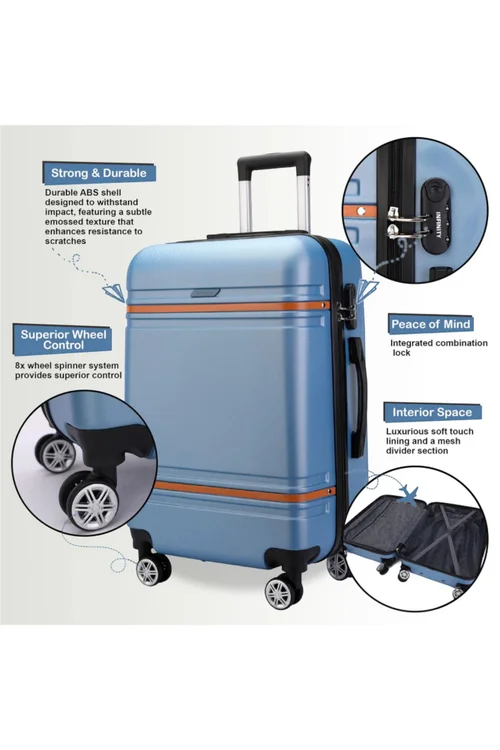 Infinity Luggage Navy Hard Shell Blue Modern Suitcase - M Image 3