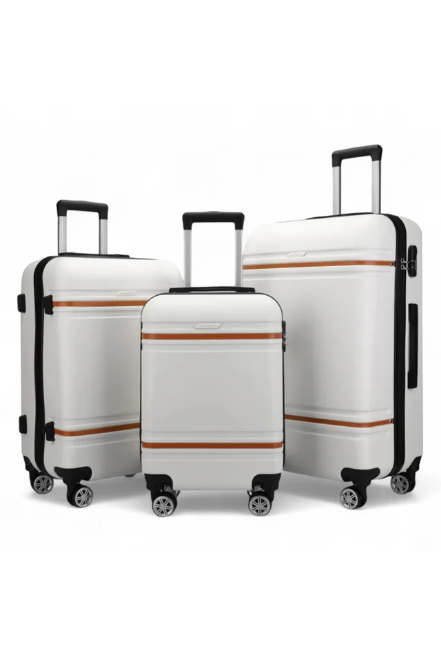 Infinity Luggage Cream White Hard Shell Blue Modern Suitcase