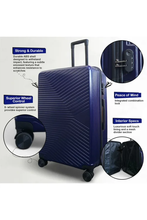 Infinity Luggage Navy Blue Hardshell Robust Suitcases - Cabin Image 3