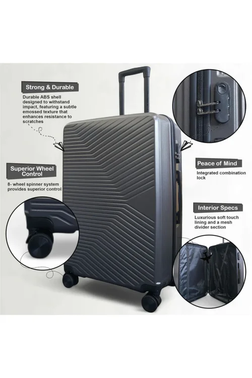 Infinity Luggage Grey Hardshell Robust Suitcases - M Image 3
