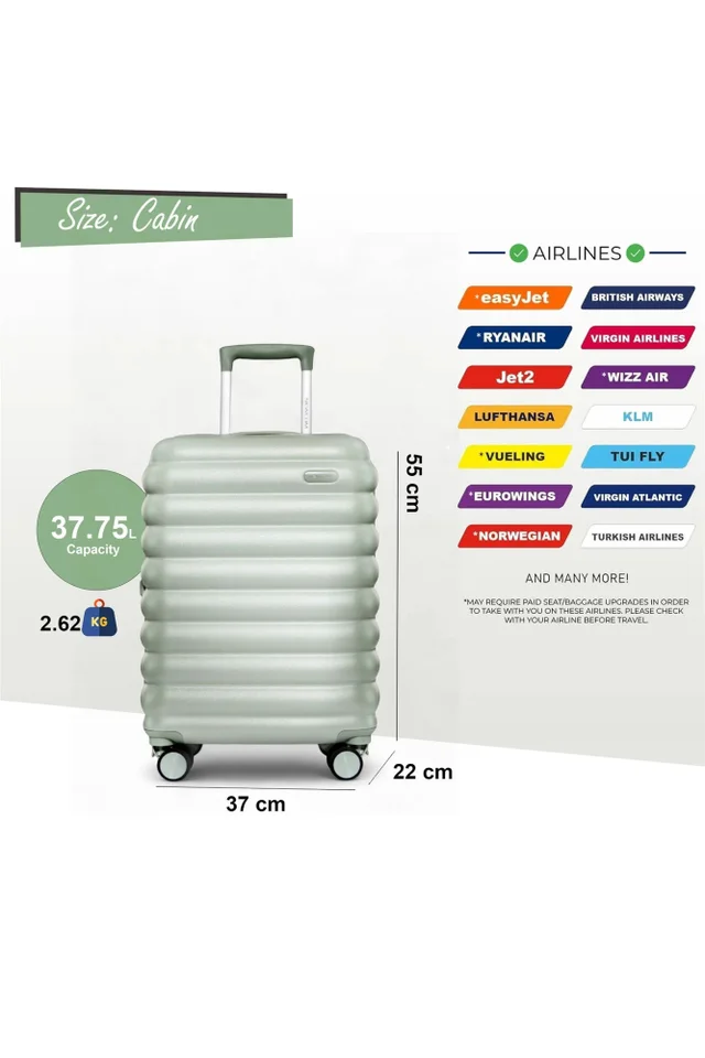 Infinity Luggage Green Hard Shell Cabin TSA Secure